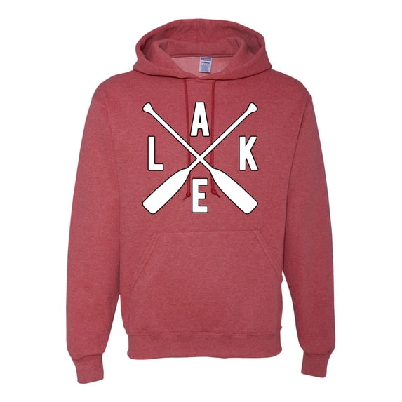 Wild Bobby, Lake Cross Paddles, Unisex Graphic Hoodie Sweatshirt, Vintage Heather Red, XX-Large
