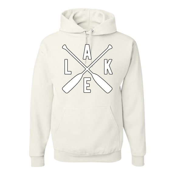 Wild Bobby, Lake Cross Paddles, Unisex Graphic Hoodie Sweatshirt, White, X-Large