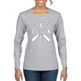 thumbnail image 1 of Wild Bobby, Lake Cross Paddles, Women Graphic Long Sleeve Tee, Heather Grey, Large, 1 of 4