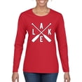 thumbnail image 1 of Wild Bobby, Lake Cross Paddles, Women Graphic Long Sleeve Tee, Red, Small, 1 of 4