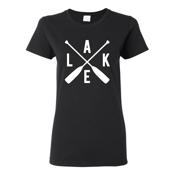 Wild Bobby, Lake Cross Paddles, Women Graphic Tee, Black, XX-Large