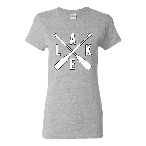 Wild Bobby, Lake Cross Paddles, Women Graphic Tee, Heather Grey, 3X-Large