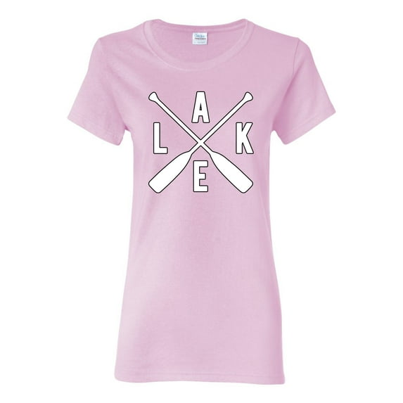 Wild Bobby, Lake Cross Paddles, Women Graphic Tee, Light Pink, XX-Large