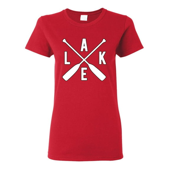 Wild Bobby, Lake Cross Paddles, Women Graphic Tee, Red, Small