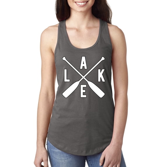 Wild Bobby, Lake Cross Paddles, Women Racerback Tank Top, Dark Grey, Medium