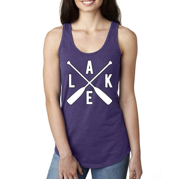 Wild Bobby, Lake Cross Paddles, Women Racerback Tank Top, Purple Rush, Large
