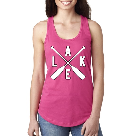 Wild Bobby, Lake Cross Paddles, Women Racerback Tank Top, Raspberry, Large