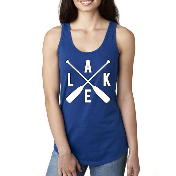 Wild Bobby, Lake Cross Paddles, Women Racerback Tank Top, Royal, Small