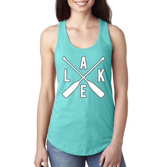 Wild Bobby, Lake Cross Paddles, Women Racerback Tank Top, Tahiti Blue, Medium
