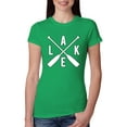 thumbnail image 1 of Wild Bobby, Lake Cross Paddles, Women Slim Fit Junior Tee, Kelly, Small, 1 of 4