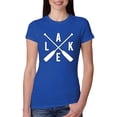 thumbnail image 1 of Wild Bobby, Lake Cross Paddles, Women Slim Fit Junior Tee, Royal, Small, 1 of 4