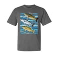 thumbnail image 1 of Wild Bobby, Largemouth Striped Smallmouth Big Bass, Fish, Garment-Dyed Washed Look Short Sleeve Tees, Charcoal, 2XL, 1 of 3