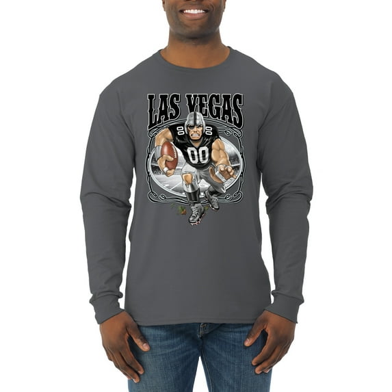 Wild Bobby Las Vegas Fan LV Fantasy Sports Men Long Sleeve Shirt, Charcoal, X-Large
