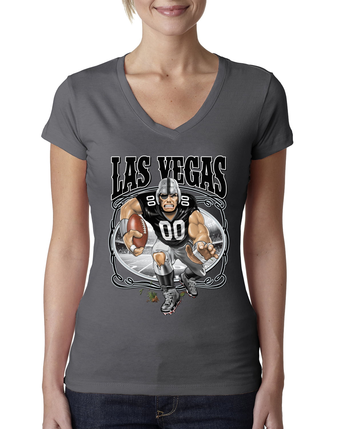 Wild Bobby Las Vegas Fan LV Fantasy Sports Women Graphic Tee, Charcoal, Large, Women's, Gray