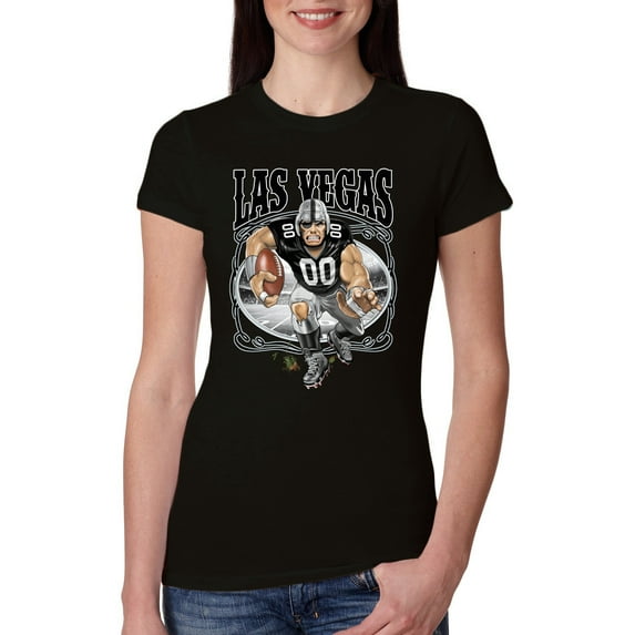 Wild Bobby Las Vegas Fan LV Fantasy Sports Women Slim Fit Junior Tee, Black, Medium