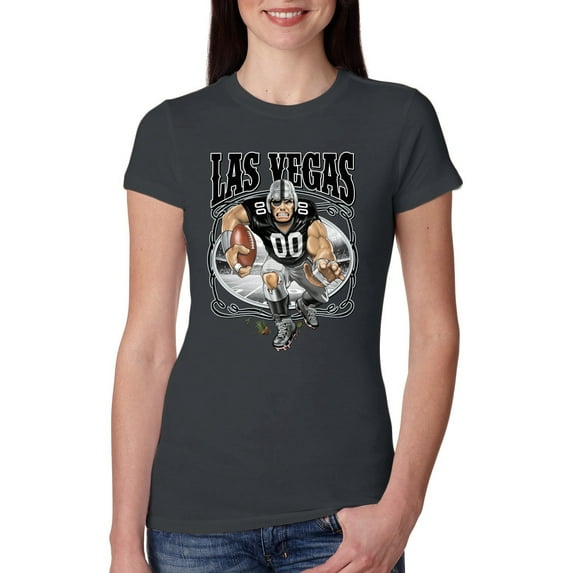 Wild Bobby Las Vegas Fan LV Fantasy Sports Women Slim Fit Junior Tee, Dark Grey, Medium