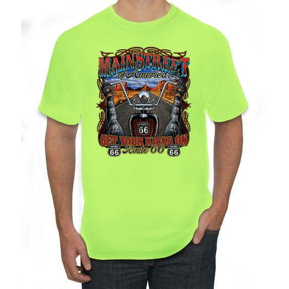 Wild Bobby, Lead Follow or Get The Hell Out Of The Way MC 1969 Motorcycle Pop Culture Men's Graphic T-Shirt, Safety Green, Medium