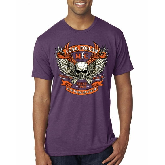 Wild Bobby, Lead Follow or Get The Hell Out Of The Way MC 1969 Motorcycle Pop Culture Mens Premium Tri Blend T-Shirt, Vintage Purple, Small