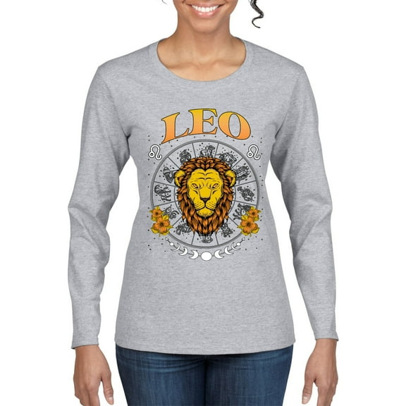 Wild Bobby Leo the Lion Fire Sign, July 22 August 22, Constellations Horoscope Zodiac Birthday Birth Month Stone Gift for Men Women Graphic Long Sleeve Tee