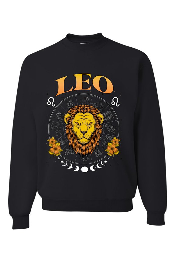 Leo the Lion Fire Sign, July 22 August 22, Constellations Horoscope Zodiac Birthday Birth Month Stone Gift for Men Women Unisex Crewneck Sweatshirt
