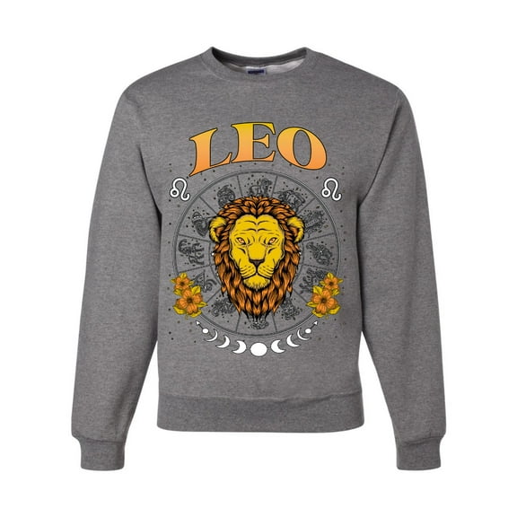 Wild Bobby Leo the Lion Fire Sign, July 22 August 22, Constellations Horoscope Zodiac Birthday Birth Month Stone Gift for Men Women Unisex Crewneck Sweatshirt