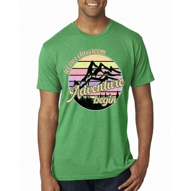 Wild Bobby Let Our Classroom Adventure Begin Mountain Sunset Light Colors Pop Culture Men Premium Tri Blend Tee, Envy, Medium