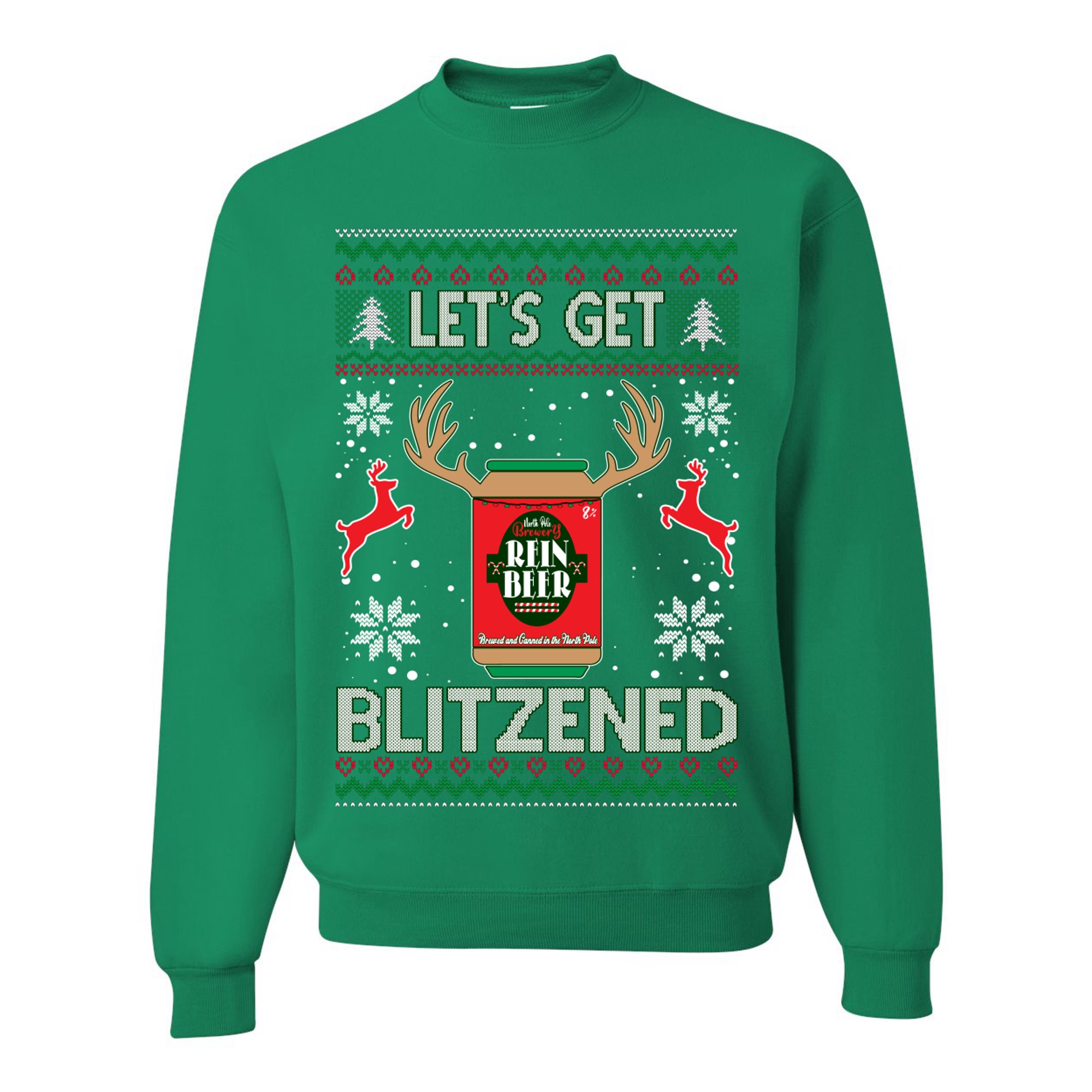 Wild Bobby, Let's Get Blitzened Rein Beer Ugly Christmas Sweater Unisex  Crewneck Graphic Sweatshirt, Kelly, 4X-Large - Walmart.com