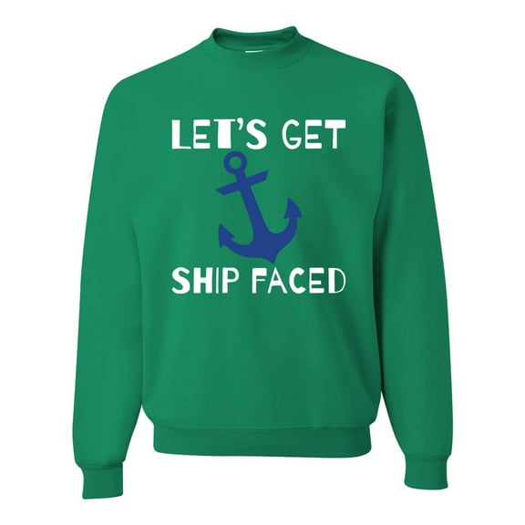 Wild Bobby Let's Get Ship Faced, Funny Boat Captain Unisex Crewneck Sweatshirt
