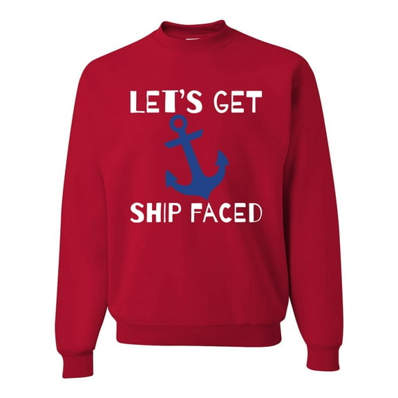 Wild Bobby Let's Get Ship Faced, Funny Boat Captain Unisex Crewneck Sweatshirt