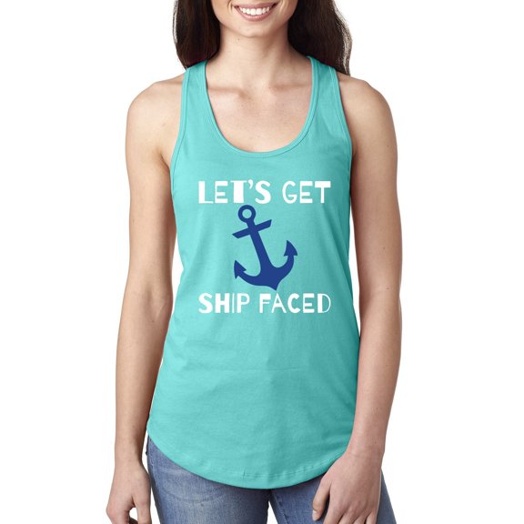 Wild Bobby Let's Get Ship Faced, Funny Boat Captain Women Racerback Tank Top