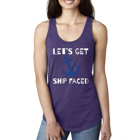 Wild Bobby Let's Get Ship Faced, Funny Boat Captain Women Racerback Tank Top
