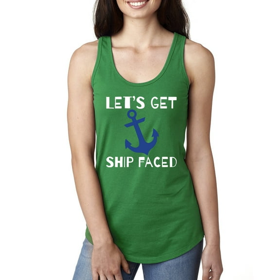 Wild Bobby Let's Get Ship Faced, Funny Boat Captain Women Racerback Tank Top