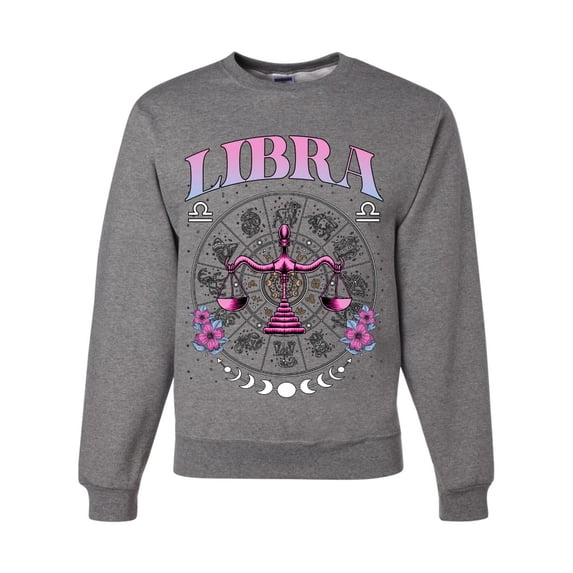 Wild Bobby Libra the Scales Air Sign, September 22 October 23, Constellations Horoscope Zodiac Birthday Birth Month Stone Gift for Men Women Unisex Crewneck Sweatshirt