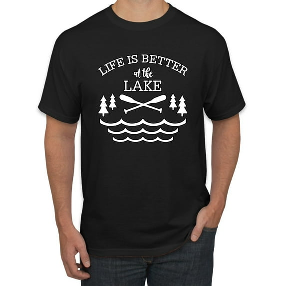 Wild Bobby, Life Is Better At The Lake, Men Graphic Tee, Black, Small