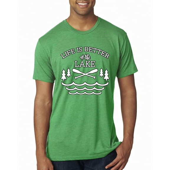 Wild Bobby, Life Is Better At The Lake, Men Premium Tri Blend Tee, Envy, Medium