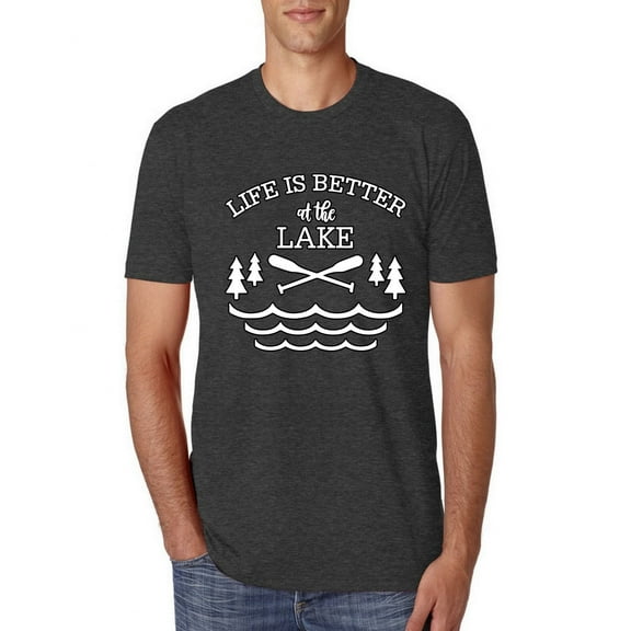 Wild Bobby, Life Is Better At The Lake, Men Premium Tri Blend Tee, Vintage Black, Medium