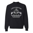 thumbnail image 1 of Wild Bobby, Life Is Better At The Lake, Unisex Crewneck Graphic Sweatshirt, Black, 3X-Large, 1 of 4