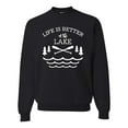 thumbnail image 1 of Wild Bobby, Life Is Better At The Lake, Unisex Crewneck Graphic Sweatshirt, Black, Small, 1 of 4