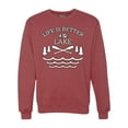 thumbnail image 1 of Wild Bobby, Life Is Better At The Lake, Unisex Crewneck Graphic Sweatshirt, Vintage Heather Red, 3X-Large, 1 of 4