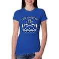 thumbnail image 1 of Wild Bobby, Life Is Better At The Lake, Women Slim Fit Junior Tee, Royal, XX-Large, 1 of 4
