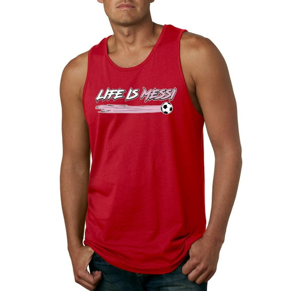 Wild Bobby Life Is Miami Soccer GOAT Sports Men Tank Top, Red, Large