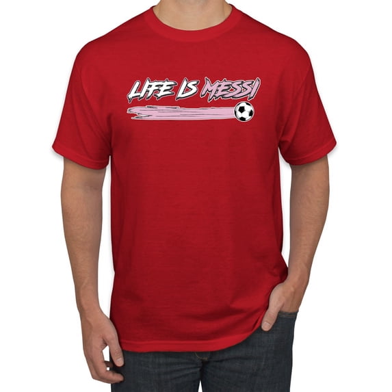 Wild Bobby Life Is Miami Soccer GOAT Sports Men Tee, Red, Medium