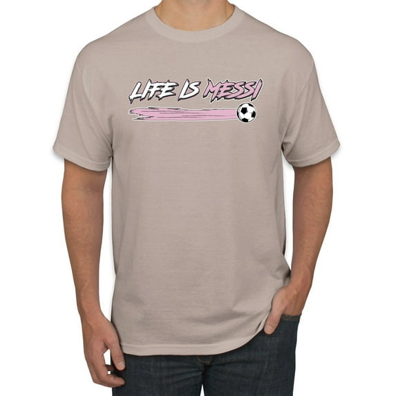 Wild Bobby Life Is Miami Soccer GOAT Sports Men Tee, Sandstone, 3X-Large