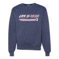 thumbnail image 1 of Wild Bobby Life Is Miami Soccer GOAT Sports Unisex Crewneck Sweatshirt, Vintage Heather Navy, Large, 1 of 5