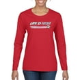 thumbnail image 1 of Wild Bobby Life Is Miami Soccer GOAT Sports Women Graphic Long Sleeve Tee, Red, Large, 1 of 5