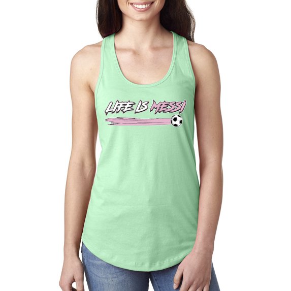 Wild Bobby Life Is Miami Soccer GOAT Sports Women Racerback Tank Top, Mint, X-Large