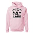 thumbnail image 1 of Wild Bobby, Life is Better at the Lake Outdoors Inspirational/Christian Unisex Graphic Hoodie Sweatshirt, Light Pink, 3XL, 1 of 2