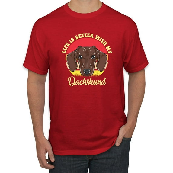 Wild Bobby, Life is Better with My Daschund Cute, Dog Lover, Men Graphic Tee, Red, 4X-Large