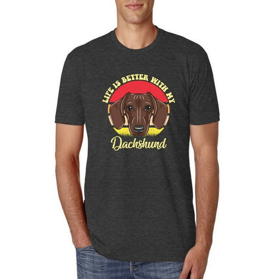 Wild Bobby, Life is Better with My Daschund Cute, Dog Lover, Men Premium Tri Blend Tee, Vintage Black, XX-Large