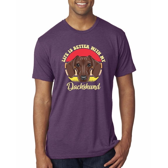Wild Bobby, Life is Better with My Daschund Cute, Dog Lover, Men Premium Tri Blend Tee, Vintage Purple, X-Large